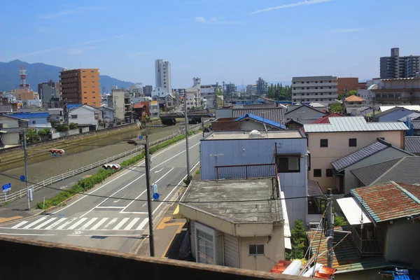 Vue depuis la fenêtre du train, Hiroshima — Photo