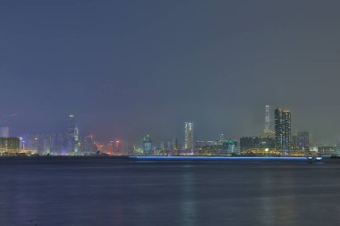 Hong kong şehir merkezinde gün batımında