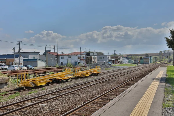  Biei tren istasyonunda Hokkaido, Japonya. 