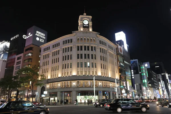  Tokyo Ginza kavşak geceleri.