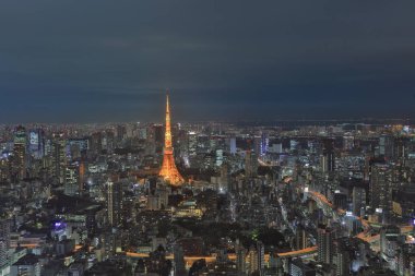 Büyükşehir manzarası ile görüldüğü gibi Tokyo tower 