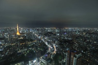 Büyükşehir manzarası ile görüldüğü gibi Tokyo tower 