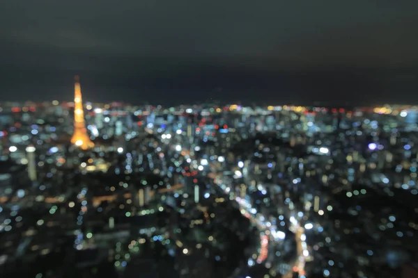 Pohled shora na panorama Tokia v noční době, Japonsko — Stock fotografie