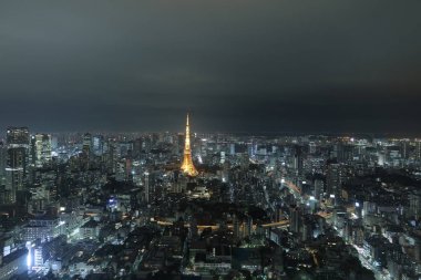 Büyükşehir manzarası ile görüldüğü gibi Tokyo tower 