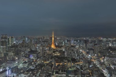 Büyükşehir manzarası ile görüldüğü gibi Tokyo tower 