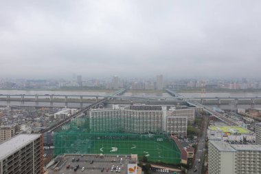 Tokyo, Japonya - havadan görünümü Funabashi bölge