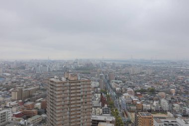 Tokyo, Japonya - havadan görünümü Funabashi bölge
