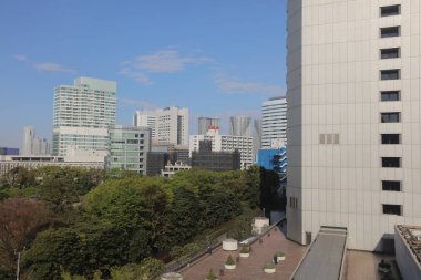 Tokyo Körfezi'nin manzaraya Tokyo monoray hattı