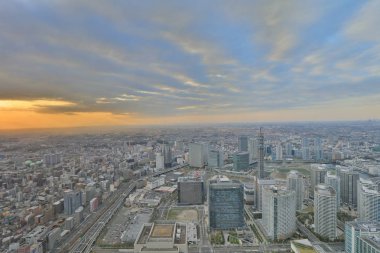 Yokohama Japonya cityscape alacakaranlık