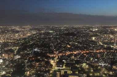 Yokohama, Japonya waterfront cityscape geceleri