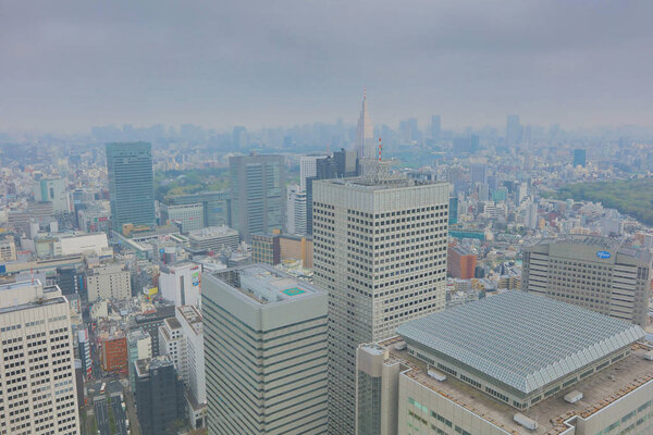 Tokyo, Japan - aerial view of Shinjuku district