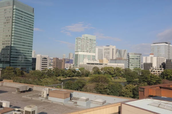 Uitzicht op de baai van Tokio in Tokio Monorail lijn — Stockfoto