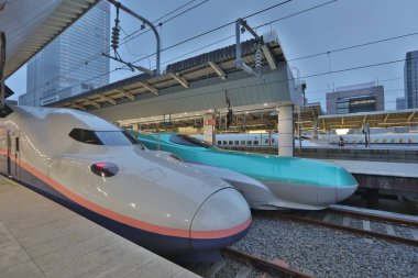 Yeşil E5 serisi ve beyaz E2 serisi kurşun tren 