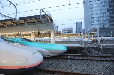 Yeşil E5 serisi ve beyaz E2 serisi kurşun tren 