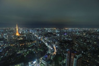 Büyükşehir manzarası ile görüldüğü gibi Tokyo tower 