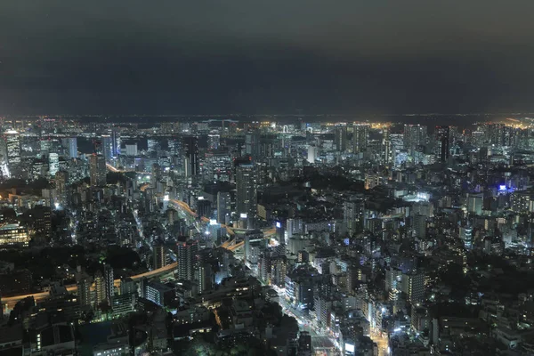 Vista noturna da paisagem urbana de Tóquio — Fotografia de Stock