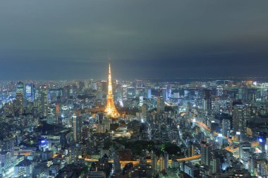 Büyükşehir manzarası ile görüldüğü gibi Tokyo tower 