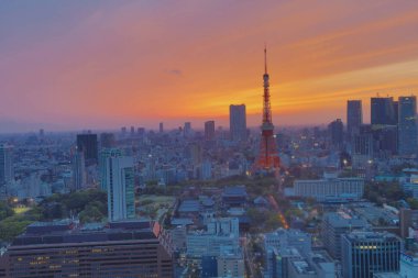 Dünya Ticaret Merkezi'nden görüldüğü gibi Güney Tokyo siluetinin