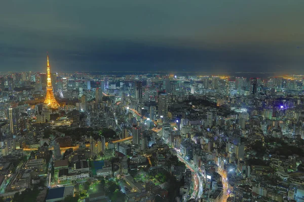 Gece zaman, Japonya Tokyo cityscape üstten görünüm