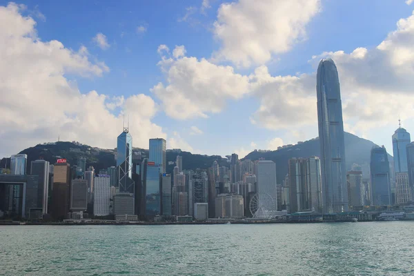 Ωραία μέρα του Χονγκ Κονγκ cityscape στο 2017 — Φωτογραφία Αρχείου