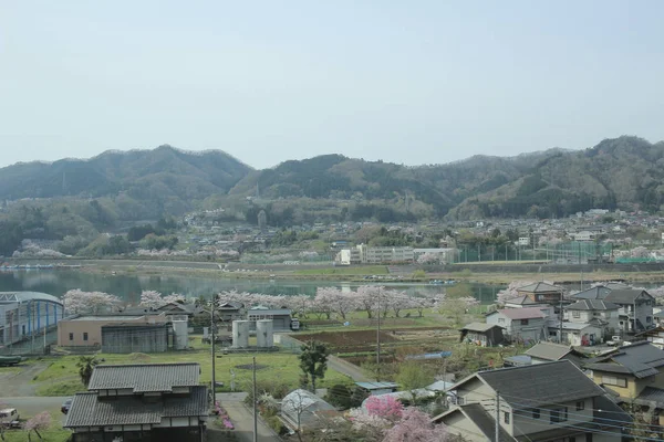 Vue au train du paysage à YAMANASHI — Photo