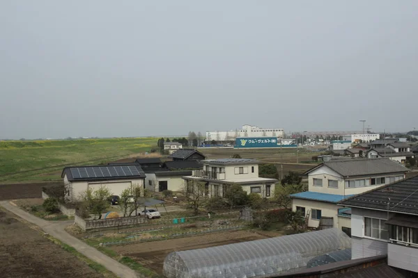 Uitzicht op het landschap met de trein — Stockfoto