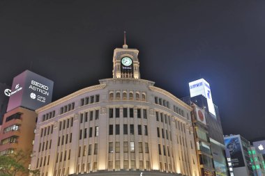  Tokyo Ginza kavşak geceleri.