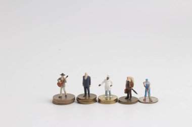 farklı sınıf sikke yığını üzerinde. Makro fotoğraf