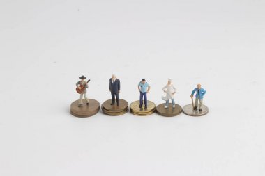 farklı sınıf sikke yığını üzerinde. Makro fotoğraf