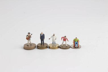 farklı sınıf sikke yığını üzerinde. Makro fotoğraf