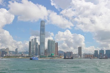 Hong Kong gündüz, ofis binaları arka plan