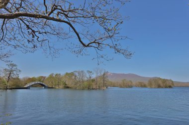 Japonya pastoral gölde. Lake Onuma, Hakodate, Hokkaido