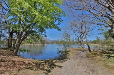 Japonya pastoral gölde. Lake Onuma, Hakodate, Hokkaido, Japonya