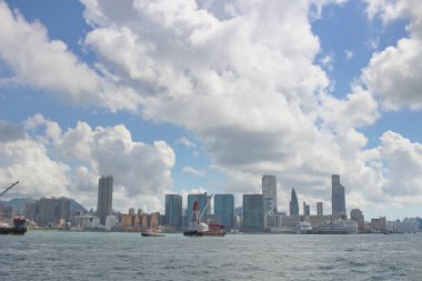 Hong Kong gündüz, ofis binaları arka plan