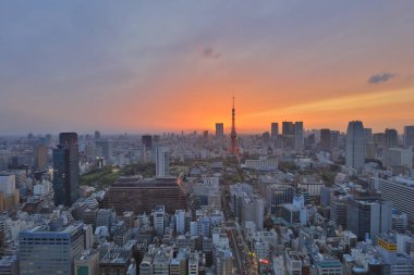 Dünya Ticaret Merkezi'nden görüldüğü gibi Güney Tokyo siluetinin
