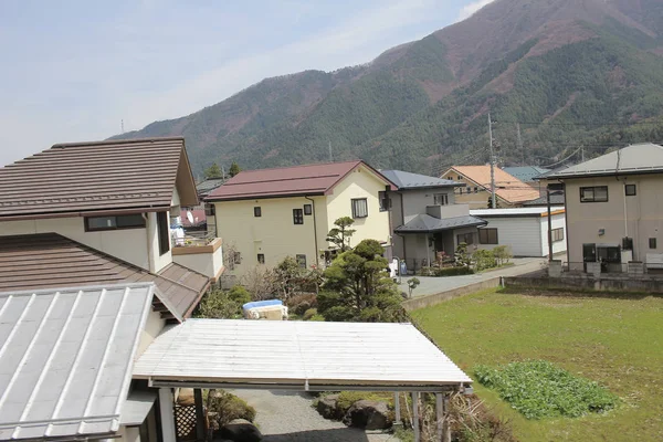 Vista en tren de paisaje en YAMANASHI — Foto de Stock