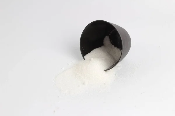 Schüssel mit weißem Zucker aus nächster Nähe — Stockfoto