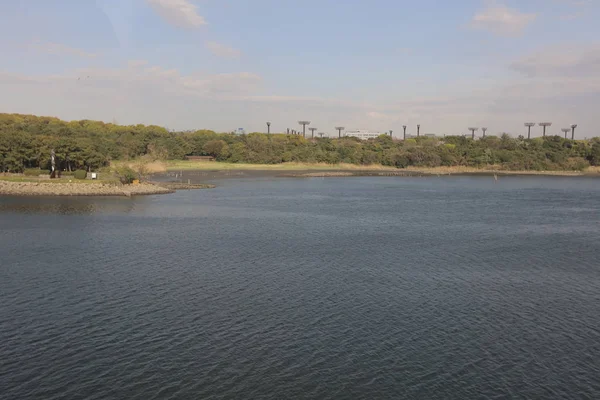 Utsikt över Tokyobukten på Tokyo Monorail — Stockfoto