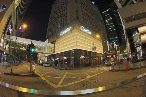 La noche de la ciudad en Chater Rd, hk central — Foto de Stock