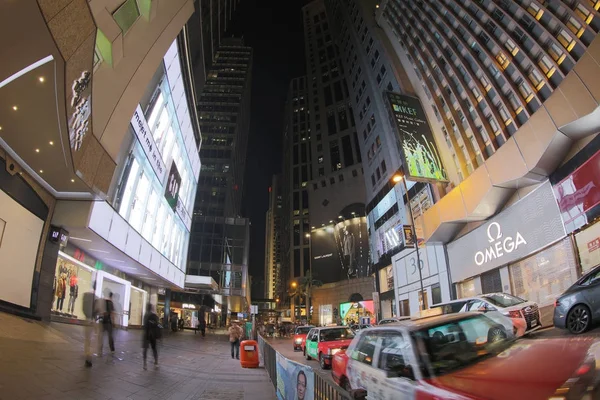 Central en la noche de Queen Road Central — Foto de Stock