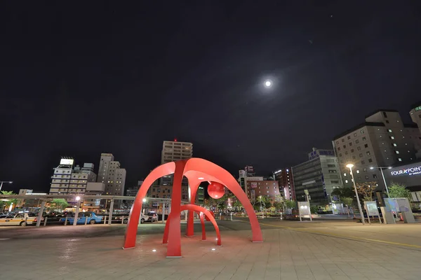 Písmo jr železniční stanice Hakodate v noci — Stock fotografie