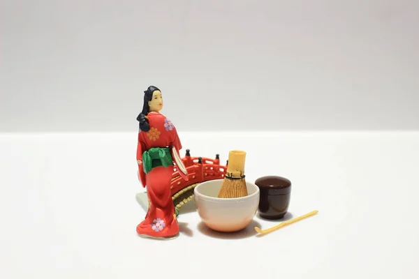 Model of japan style figure at the board — Stock Photo, Image