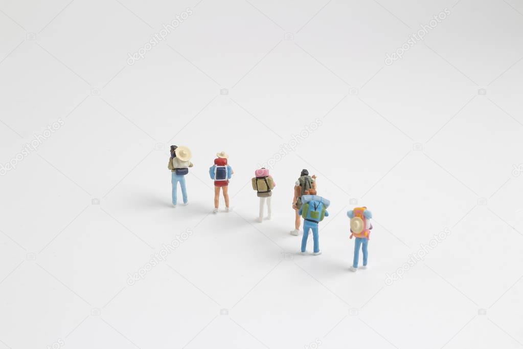  backpacker and tourist people on white background. 