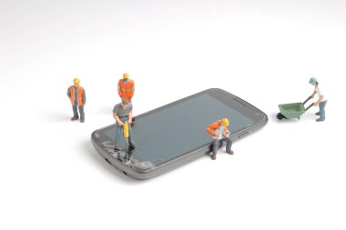 Mobil, seçici odak üstünde çalışan insanlar