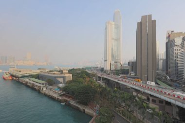 HK merkezi bölgesinde yer alan manzarası Victoria Harbour