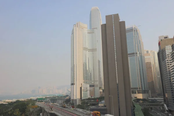 Panoramę dzielnicy Hong Kongu i Victoria Harbour — Zdjęcie stockowe