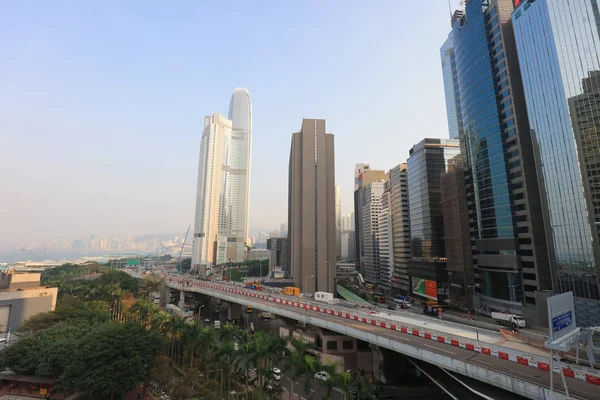 香港中心区天际线及维多利亚港 — 图库照片