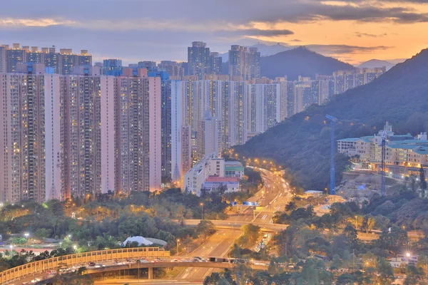 O pôr do sol de Po Shun Road em TKO — Fotografia de Stock