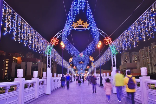 A noite em Sha Tin Iluminação festiva — Fotografia de Stock