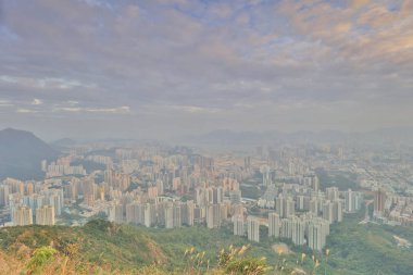  Yukarıdan aslan Rock Hong Kong, Çin.